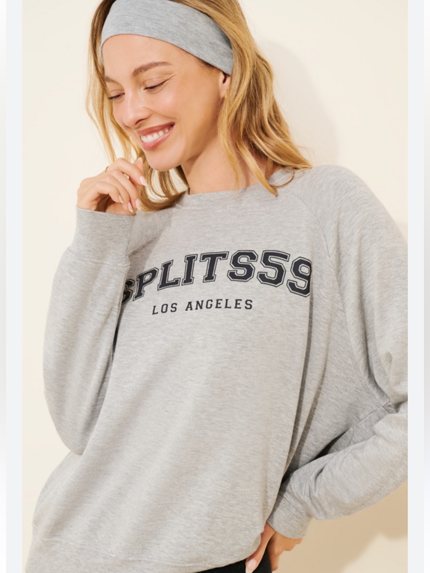 Splits59 Light Gray Crewneck Light Sweatshirt With Black Logo Tag